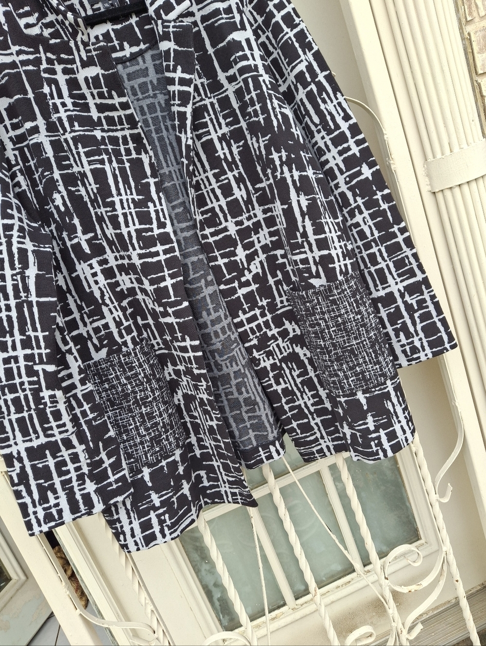 Nic+Zoe Geometric Black & White Open-Front Knit Boyfriend Blazer Women Size Xxl — image 4 of 8